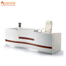 New design office reception glossy white high gloss desk